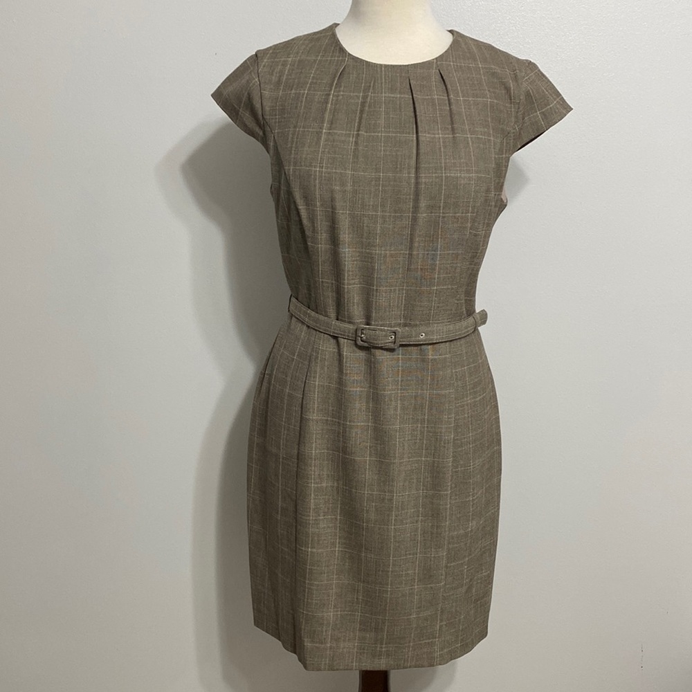 H&M Tan Plaid Cap Sleeve Dress Size M